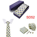 Gift Box 38 styles Tie Set Hanky Cufflinks With Gift Box Jacquard Woven Neckties Set For Men Wedding Party Lots of  accessories