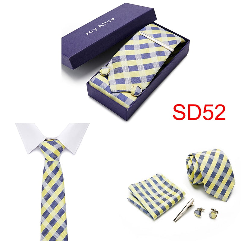 Gift Box 38 styles Tie Set Hanky Cufflinks With Gift Box Jacquard Woven Neckties Set For Men Wedding Party Lots of  accessories