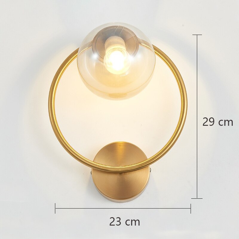Post-modern Simple Interior Wall Lamp Glass Bedroom Light luxury Round Corridor Stair Nordic Led Wall Lights Fixture Black Gold