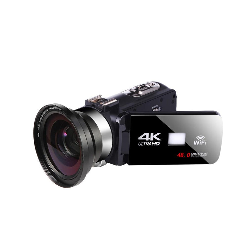 Digitale Videokamera mit Mikrofon Professioneller 4K-Camcorder für Live-Stream-WiFi-Vloger-Youtube-Nachtsicht-48MP-Fotografie