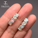 TBJ ,Good quality Ethiopia Opal Clasp silver earring oval cut 4*6mm 4ct   925 sterling silver fine jewelry for women daily wear