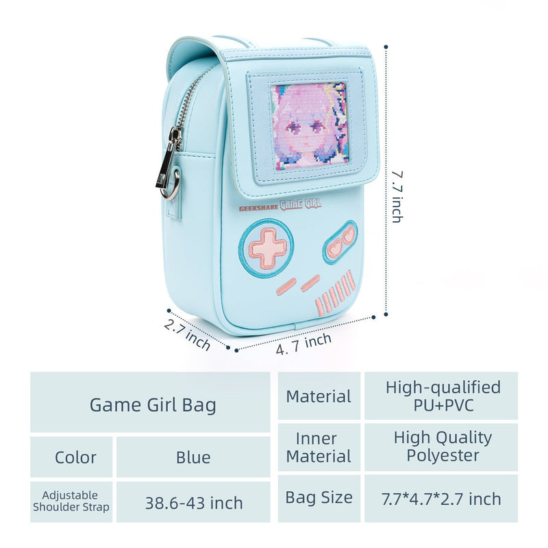 GeekShare Game Girl Bag For Women Kawaii Light Blue One Shoulder Bag Girl 2022 New Fashion Messenger Bag Super Cute With Strap