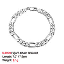 Effie Queen Italy Real 925 Silver Diamond-Cut Figaro Chain Necklace 5mm Wide 40-60cm Long Woman Man Neck Chain Jewelry Gift SC34