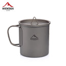 Widesea Camping Mug Titanium Cup Tourist Picnic Tableware Utensils Equipment Outdoor Cookware Hiking Kitchen Travel Cooking Set