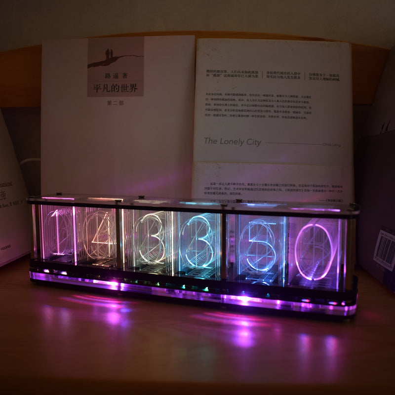 DIY-Vollfarb-RGB-Glühröhrenuhr DS3231, elektronisches Tischuhr-Kit, Heimdekoration, Geschenk mit LED-Musikspektrum-Funktion