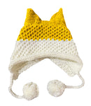 BomHCS Cute Fox Ears Beanie Winter Warm 100% Gorro de punto hecho a mano