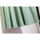 TIGENA Koreanische Schule Strick Midirock Damenmode 2021 Herbst Winter Casual Knielangen Hohe Taille Faltenrock Weiblich Grün