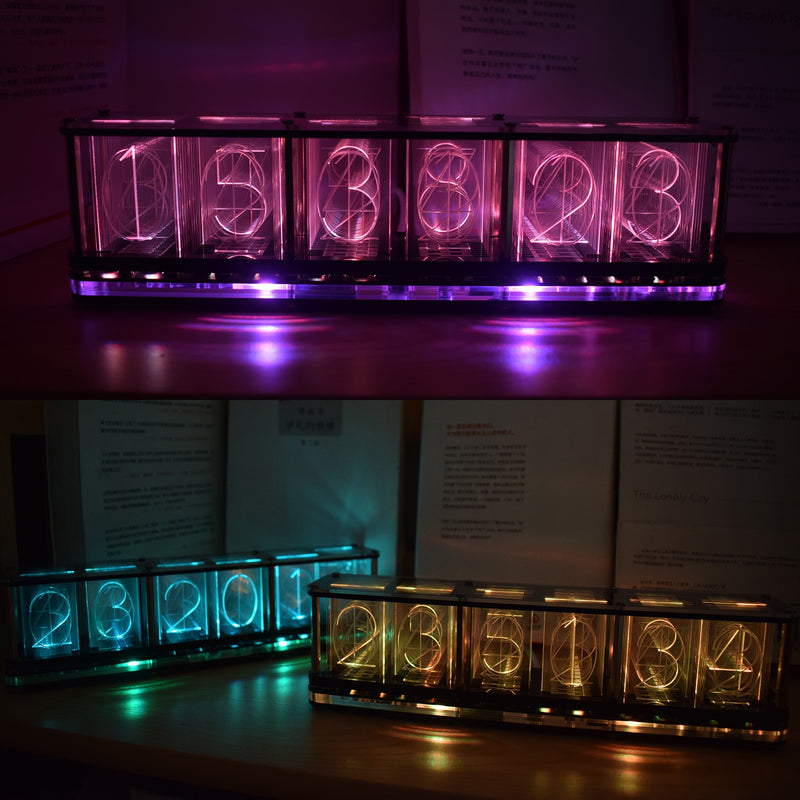 Reloj de tubo de brillo RGB a todo Color DIY DS3231 Kit de reloj de escritorio electrónico regalo de decoración del hogar con función de espectro de música LED