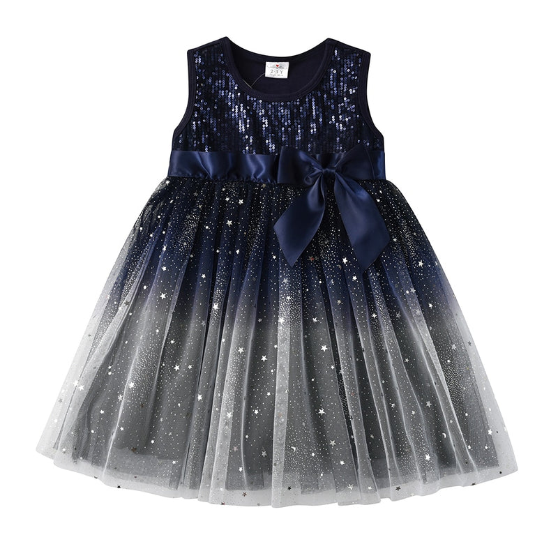 VIKITA Mädchenkleid Sommer Kindergeburtstagsfeier Ballkleider Kinder Pailletten Vestidos Kinder Elegantes Ärmelloses Kleid Mädchenkleidung