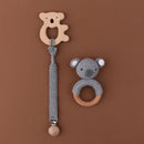 Baby-Silikon-Beißring aus Holz, Rassel, Spielzeug, doppelseitig, Baumwolle, Lätzchen, Schlafpuppen, beruhigen, beschwichtigen, Handtuch, Neugeborene, Krankenschwester-Zubehör