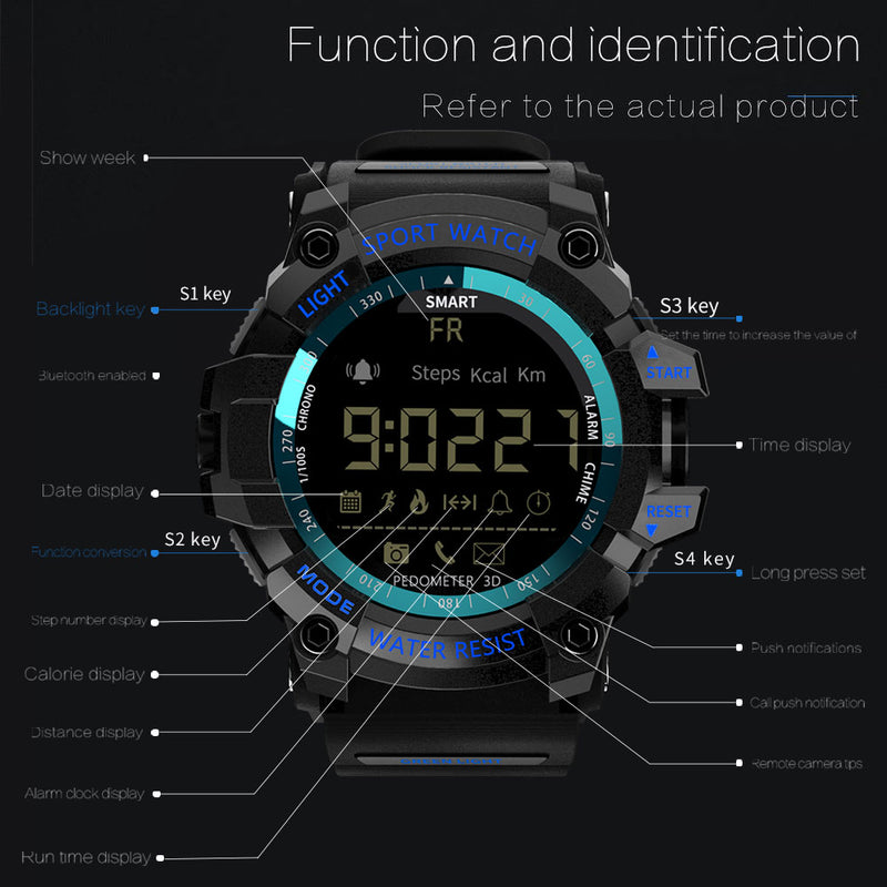 Lokmat Time Sport Smart Watch Fitness Outdoor Aktivitätsuhr IP67 Wasserdichte Uhren Schrittzähler Anrufnachricht Erinnerung für Telefon