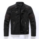 Faux Leather Jacket Men Winter Fleece Warm Motorcycle Windbreaker PU Leather Jackets Male Multi-pocket Embroidery Jackets