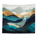 Japanese Style Wall Tapestry Abstract Painted Whale Sunset Mountain Forest Hippie Mandala Tapestry Landscape Wall Hanging Carpet