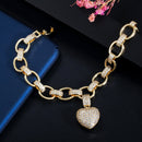 CWWZircons Love Heart Charm CZ Zirconia cúbica chapada en oro pulseras de cadena de eslabones cubanos para mujer regalo de joyería de moda CB200