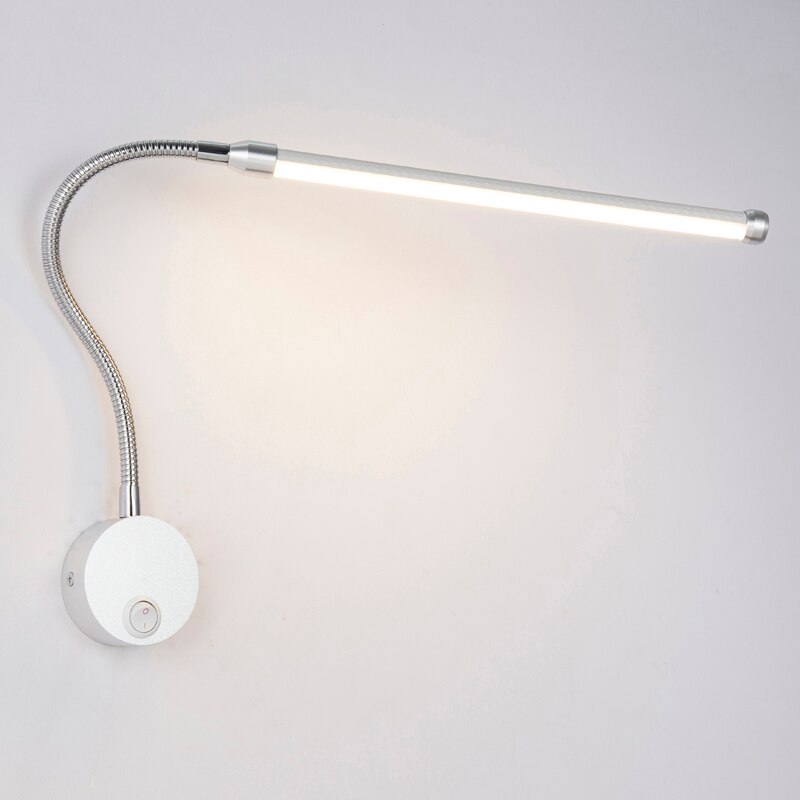 Luz de pared del dormitorio Iluminación de lectura de cabecera Lámpara de pared LED de 6W con interruptor de perilla Aluminio Ángulo de 360 ​​​​grados AC90-260V ajustable