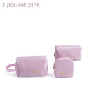 PURDORED 3 Pcs/set Velvet Cosmetic Bag Set Solid Women Makeup Bag Organizer Travel Toiletry Wash Bag Kit Neceser Kosmetyczka