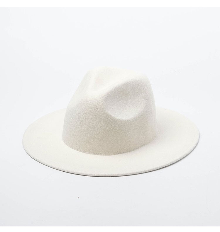 Sombrero de fieltro de lana elegante Sombrero de fieltro de ala ancha blanca para boda Sombrero de iglesia Sombrero Fedora Señora Invierno Floppy Sombrero Mujer Fascinator Cap