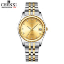 CHENXI Fashion Men Women Watches Rhinestone Dial Top Brand Luxury Couples Quartz Watch Full Steel Waterproof Calendar Watch