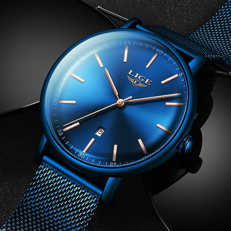 LIGE Womens Watches Top Brand Luxury Waterproof Watch Fashion Ladies Stainless Steel Wristwatch Casual Quartz Clock Reloj Mujer