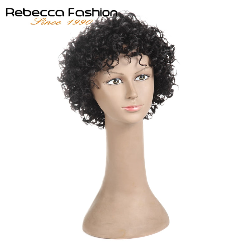 Pelucas rizadas sueltas cortas de Rebecca para mujeres negras, pelucas de cabello humano rizado Remy brasileño, peluca corta, peluca completa de Cosplay Rubio rojo