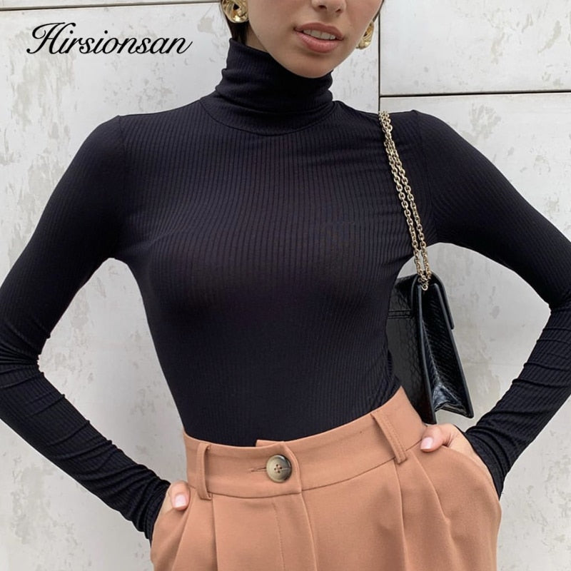 Hirsionsan Elegant Basic Knitted Sweater Women 2020 Bottoming Skinny Female Warm Knitwear Casual Pullovers Ladies Solid Jumper