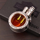 Handmade Pure Copper Gasoline Lighter Quartz Visible Transparent Oil Tank Lighters Portable Round Collection Gift for Man
