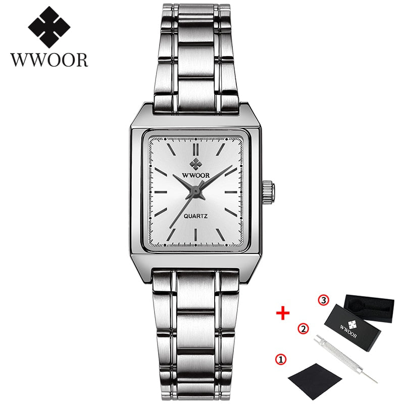 Montre Femme 2022 WWOOR Luxury Brand Womens Watches Fashion Rectangle Small Watch Woman Quartz Dress Ladies Bracelet Wrist Watch