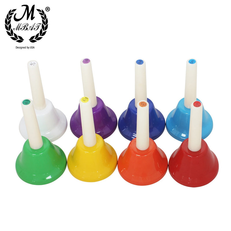 M MBAT Orff conjunto de instrumentos musicales colorido 8 notas campana de mano juguete musical para niños bebé educación temprana hermoso regalo de Navidad