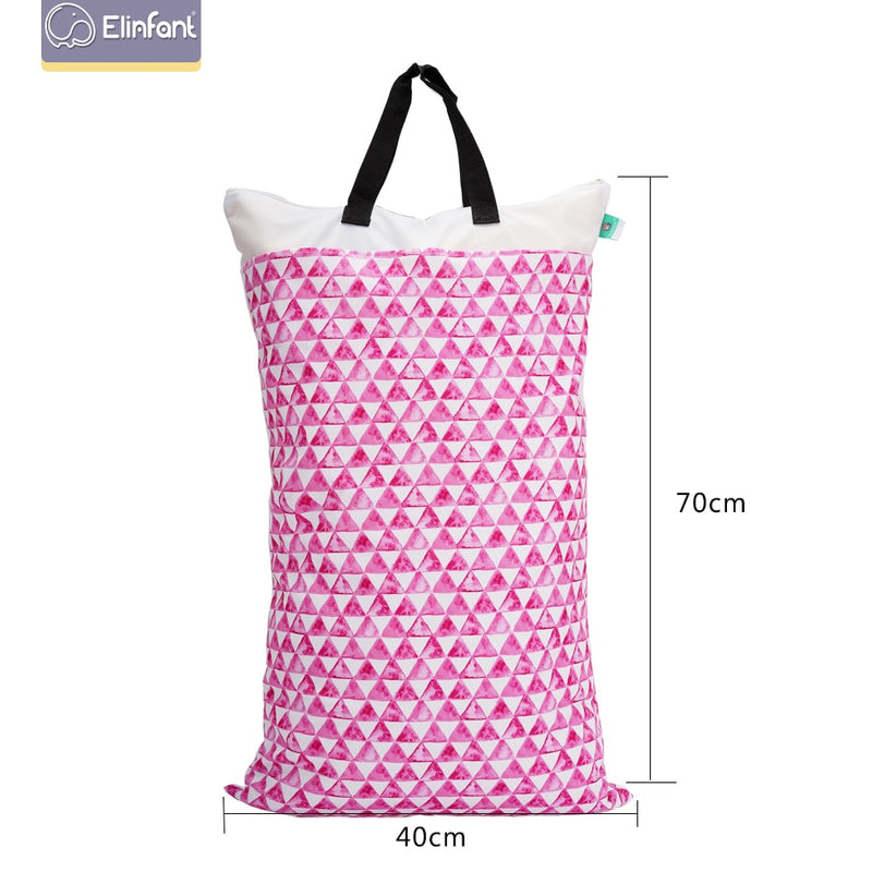 Elinfant 1 pcs Large Hanging Wet/Dry Pail Bag for Cloth Diaper,Inserts,Nappy, Laundry With Two Zippered Waterproof diaper bag