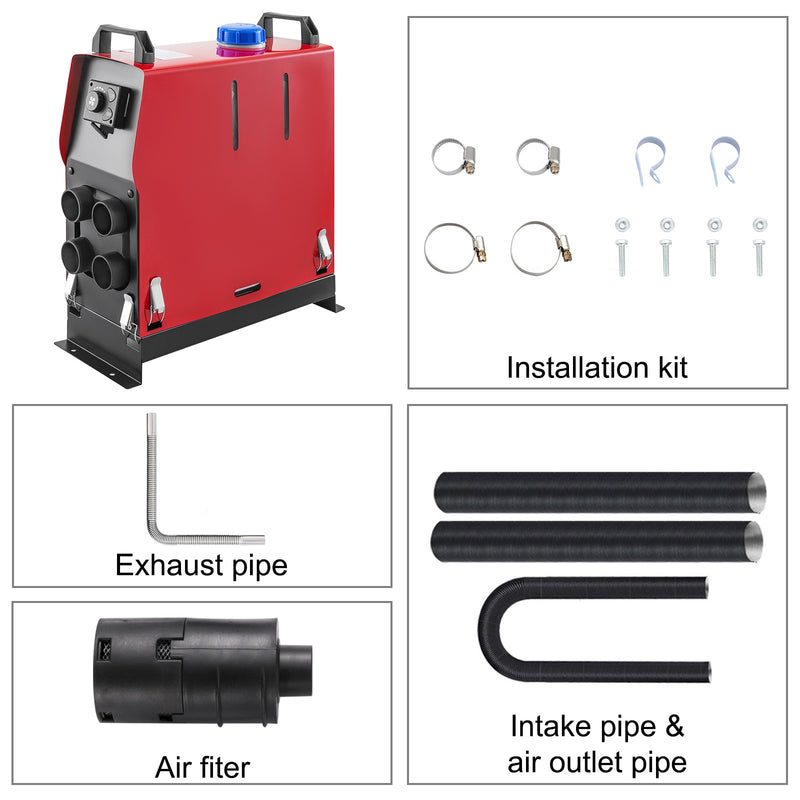 VEVOR 5KW 12V Diesel Air Heater 4 Air Outlets All in One With LCD Switch and Remote Control for Car Bus RV Trucks Camper Vans