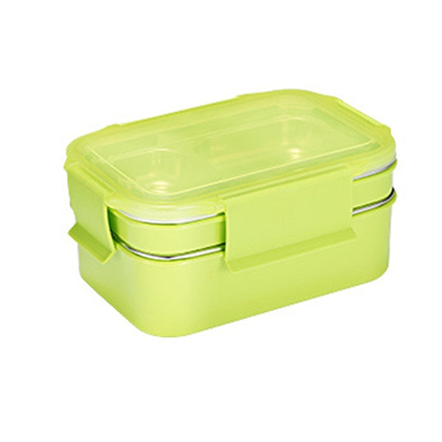 Japanische Kinder Erwachsene Lunchbox Doppelschicht Wassereinspritzung Heizung 304 Edelstahl Student Bento Box Lunchbox Lebensmittelbehälter