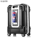 KLQDZMS 20"24"29inch aluminum frame rolling luggage spinner on wheel men women carry on travel suitcase trolley bag