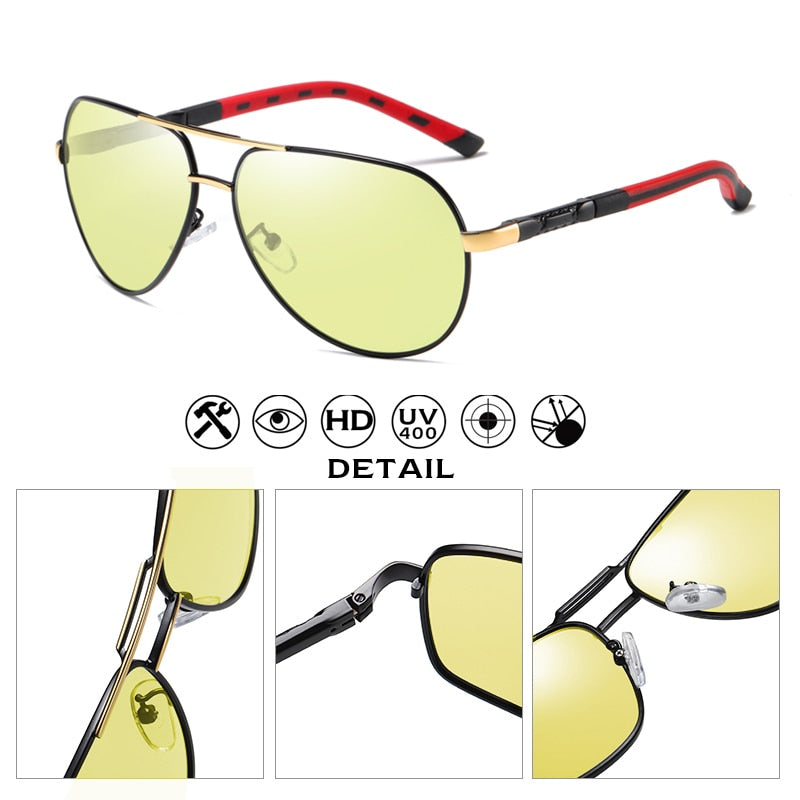 Aviation Discoloration Driving Photochromic Sunglasses Men Polarized Chameleon Day Night Vision UV400 Women gafas de sol hombre