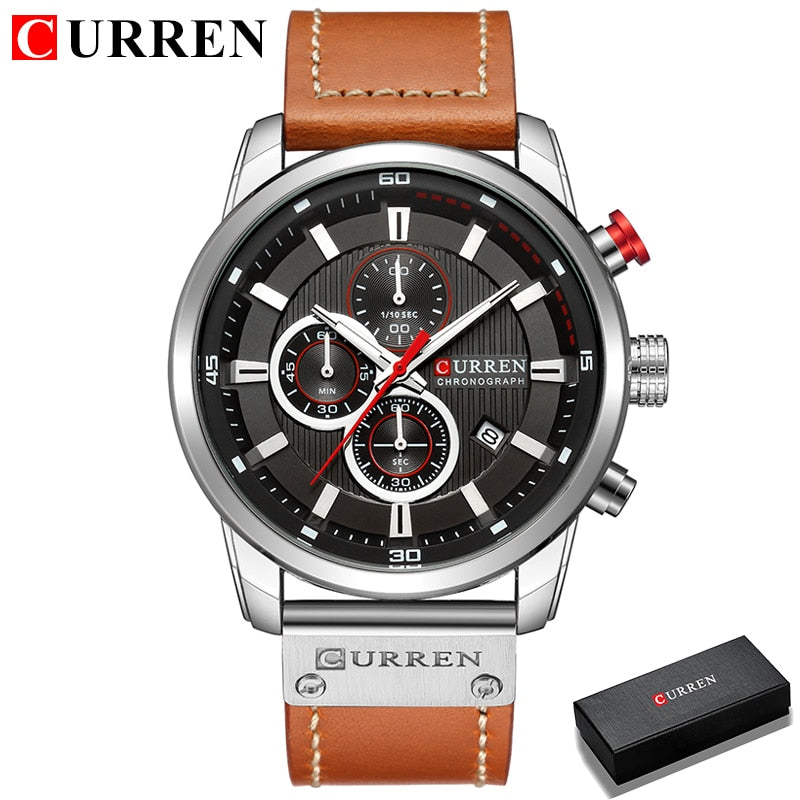 Relojes de cuarzo para hombre con correa de cuero de moda CURREN de lujo de marca superior, relojes de pulsera informales con fecha de negocios para hombre, reloj Montre Homme