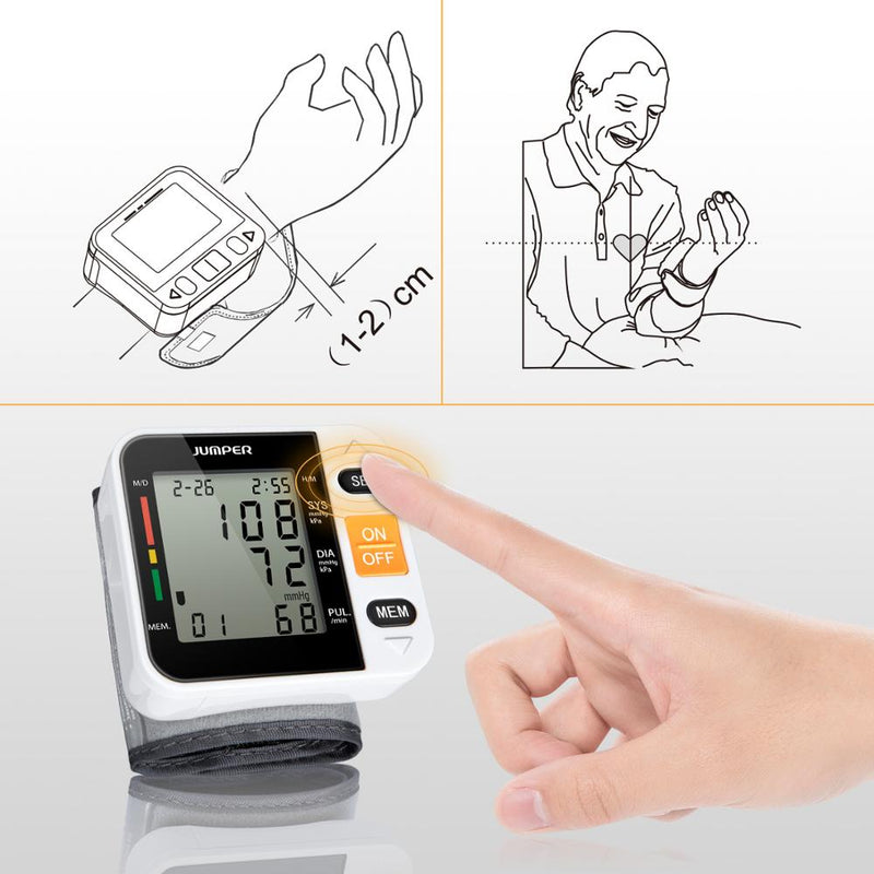 Sphygmomanometers pulsometer Automatic Digital LCD Display Wrist Blood Pressure Monitor Heart Beat Rate Pulse Meter Tonometer