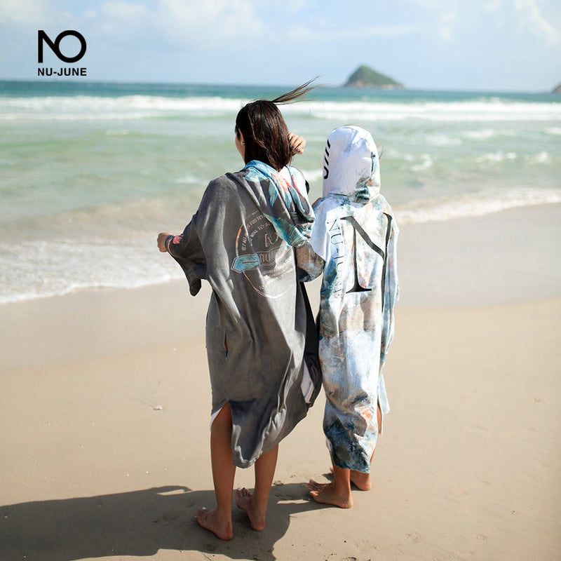 Nu-June Changing Towel Beach Towel Microfiber Changing Robe Cloak Man Women Bathrobe Hooded Surf Poncho Towel Swimsuit Beachwear