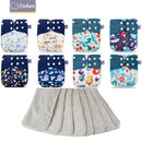 Elinfant New Matching waterproof baby pcoket diapers 8 pcs gray mesh cloth diapers and 8pcs microfiber inserts