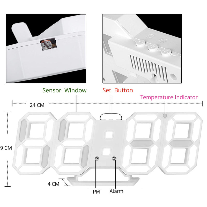 LED-Digital-Wanduhr Alarm Datum Temperatur automatische Hintergrundbeleuchtung Tisch Desktop Home Decoration Stand hängen Uhren