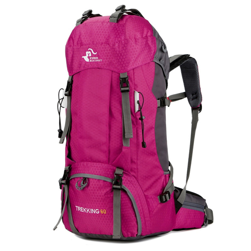 Free Knight 60L Camping Senderismo Mochilas Bolsa al aire libre Mochilas turísticas Bolsa de deporte de nylon para escalar Viajar con cubierta de lluvia