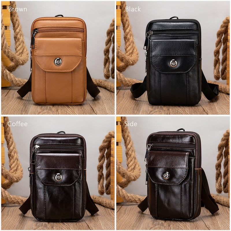 Bolso pequeño WESTAL para hombre, bolso con solapa de cuero genuino para teléfono, bolsos de hombro para hombre, bolsos cruzados de cuero para hombre sobre el hombro