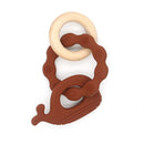 1PC Silicone Teether Baby Rudder Shape Wooden Teether Ring Kid Gift Food Grade Silicone Children&