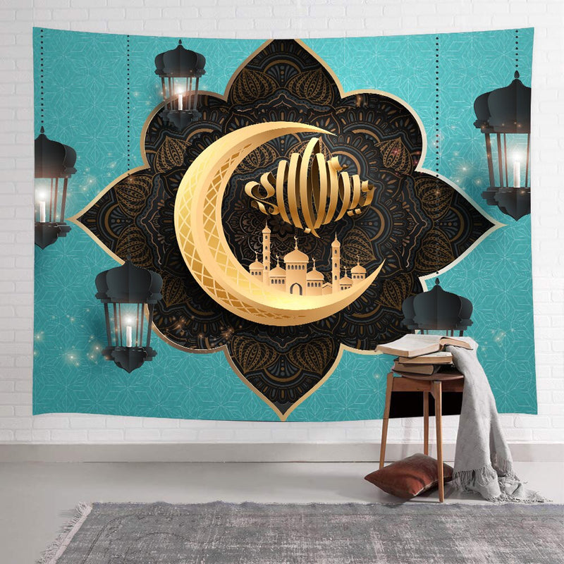 Simsant Ramadan Kareem Tapiz Moon Star Eid Mubarak Religión Festival Tapices colgantes de pared para la decoración del dormitorio de la sala de estar