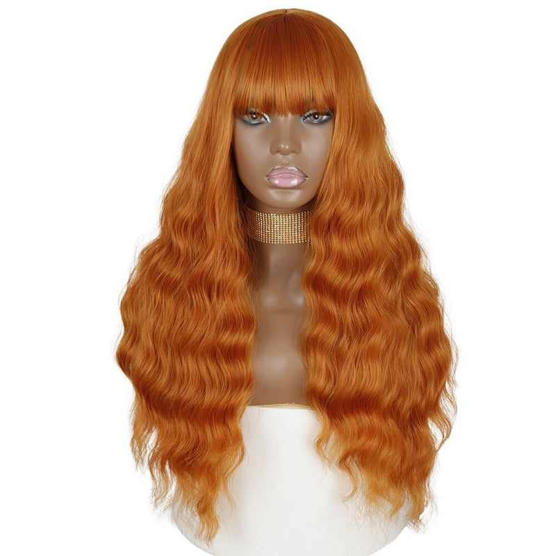 AZQUEEN Synthetic Wigs Long Straight Orange Color Women cosplays Wig 30 Inches Central Part Hair Silver Grey White Red Colour