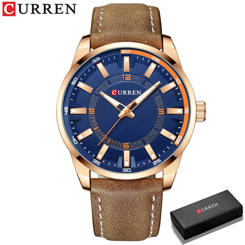 CURREN Top Brand Fashion Clock for Men Casual Leather Quartz Writwatches Colorful Waterproof Watches Relogio Masculino