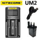 100% Original Nitecore UM4 UM2 USB QC Battery Charger Intelligent Circuitry Global Insurance li-ion AA AAA 18650 21700 26650