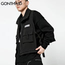 GONTHWID Multi Zipper Pockets Cargo Waistcoat Tooling Vest Streetwear Men Fashion Side Ribbon Buckle Zip Sleeveless Jackets Tops