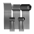 Western Cutlery Set 30 Piece Tableware Set Stainless Steel Dinnerware Black Spoon Fork Knife Dinner Set Complete Home Flatware