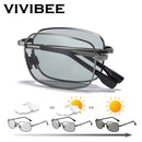 VIVIBEE Men Folding Photochromic Sunglasses with Polarized Lens Rectangle Metal Summer Male Shades 2022 Trending Products