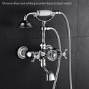 Luxury Crystal Handle Bathtub Gold Brass Faucet with Hand Shower Telephone Type Bath Faucets Sets Mixer Tap Wall Mounted EL8310G