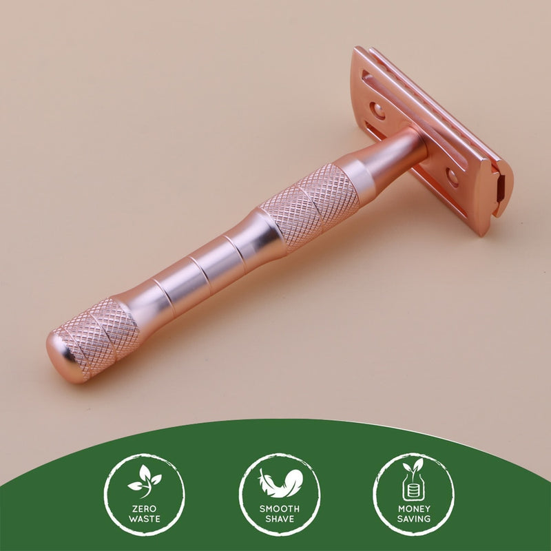 HAWARD Matte Black Safety Razor Fits All Double Edge Razor Blades Classic Manual Metal Razor For Men&amp;Women,20 Shaving Blades